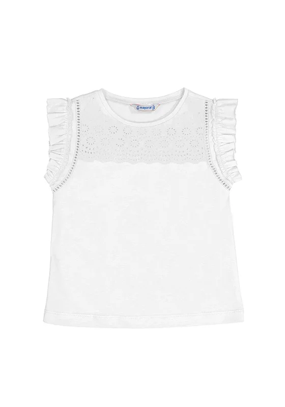 Mayoral Mini Girl Frill Sleeveless Top, White