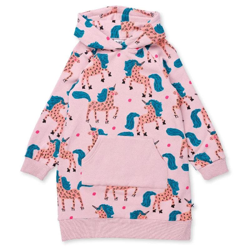 Minti Dancing Unicorns Furry Hoodie Dress - Ballet