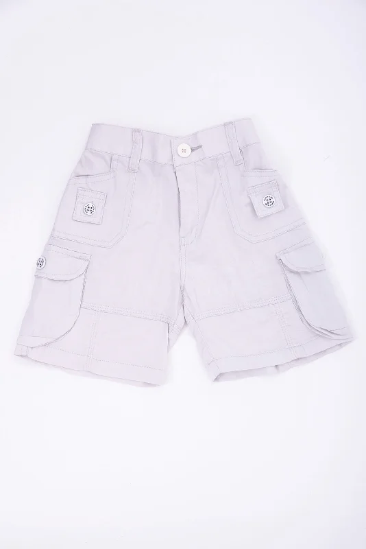 White Cargo Cotton Boys Bermuda Shorts