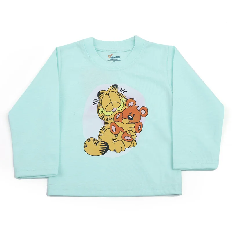 Newborn Boys Full Sleeves T-Shirt - Cyan