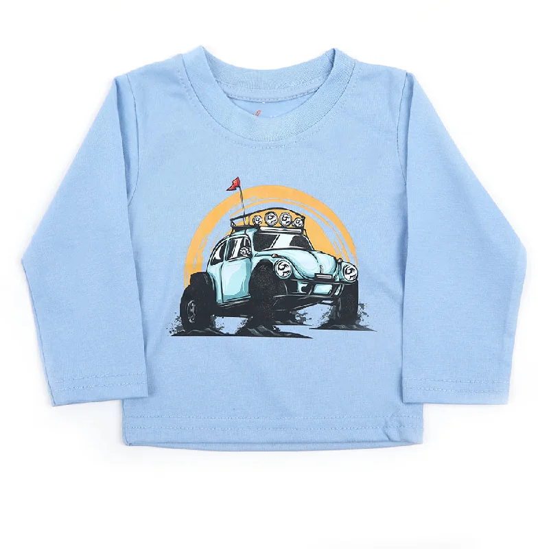 Newborn Boys Full Sleeves T-Shirt - Sky Blue