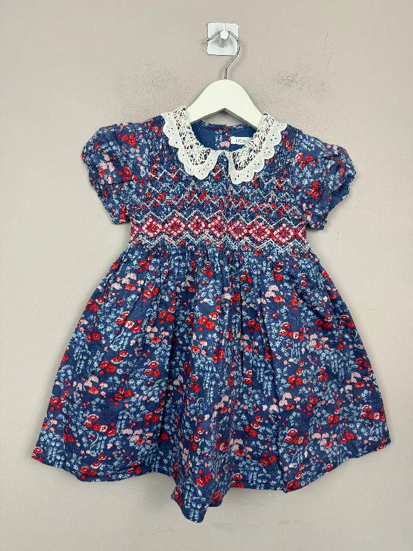 Next Blue Floral Smocked Dress 3-4y