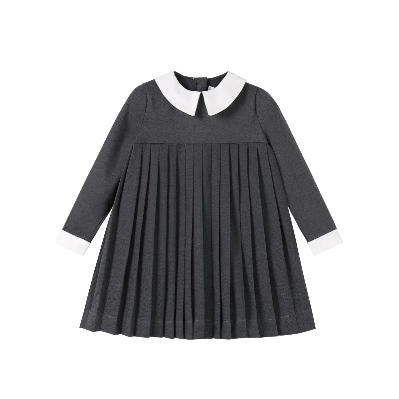 Nou Nelle Pleated Grey Dress