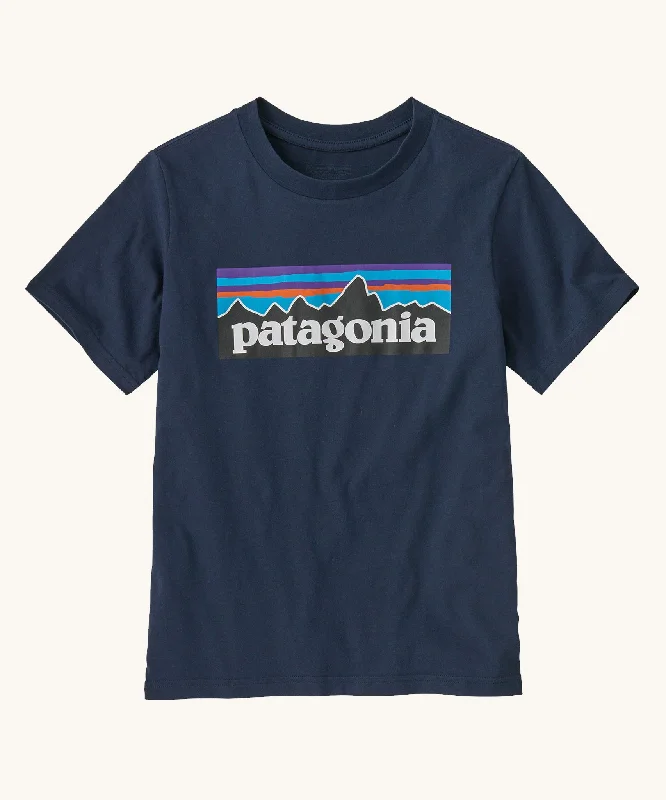 Patagonia Kids P-6 Logo T-Shirt - New Navy