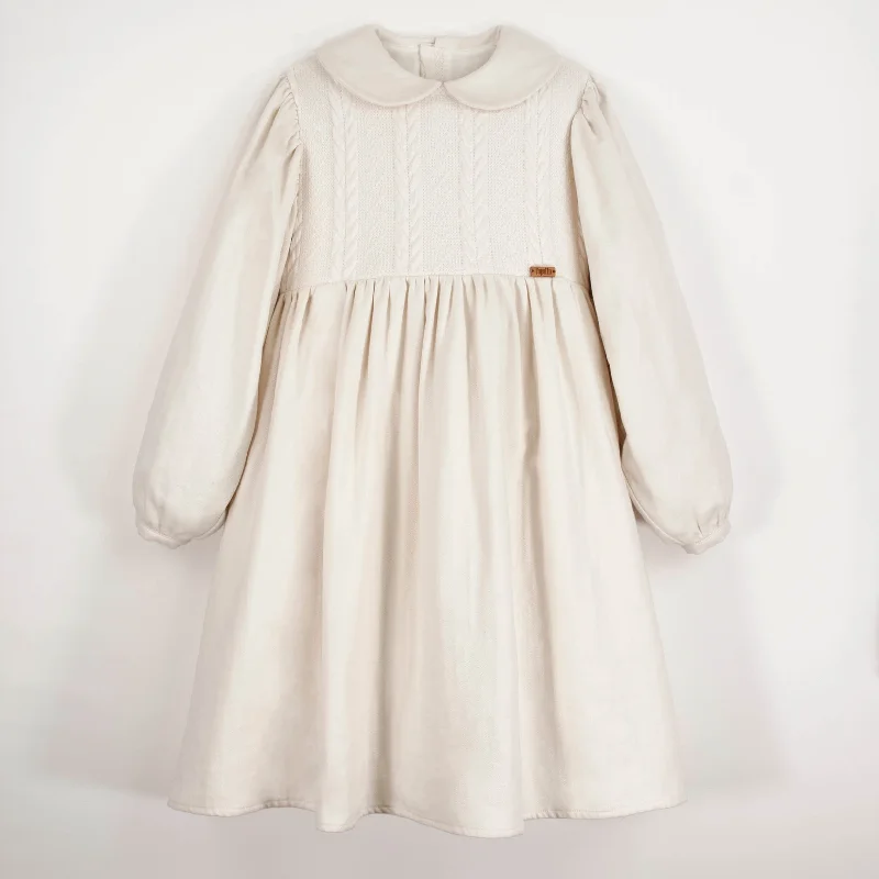 Popelin Off-White Two-Tone Dress With Baby Collar (Mod 31.1)