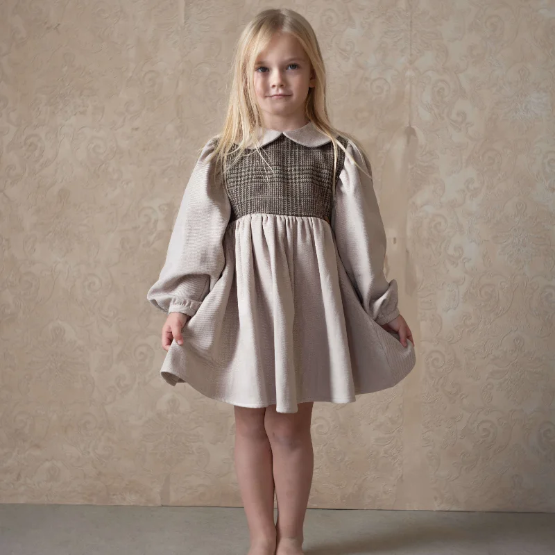 Popelin Sand Two-Tone Dress With Baby Collar (Mod 31.3)