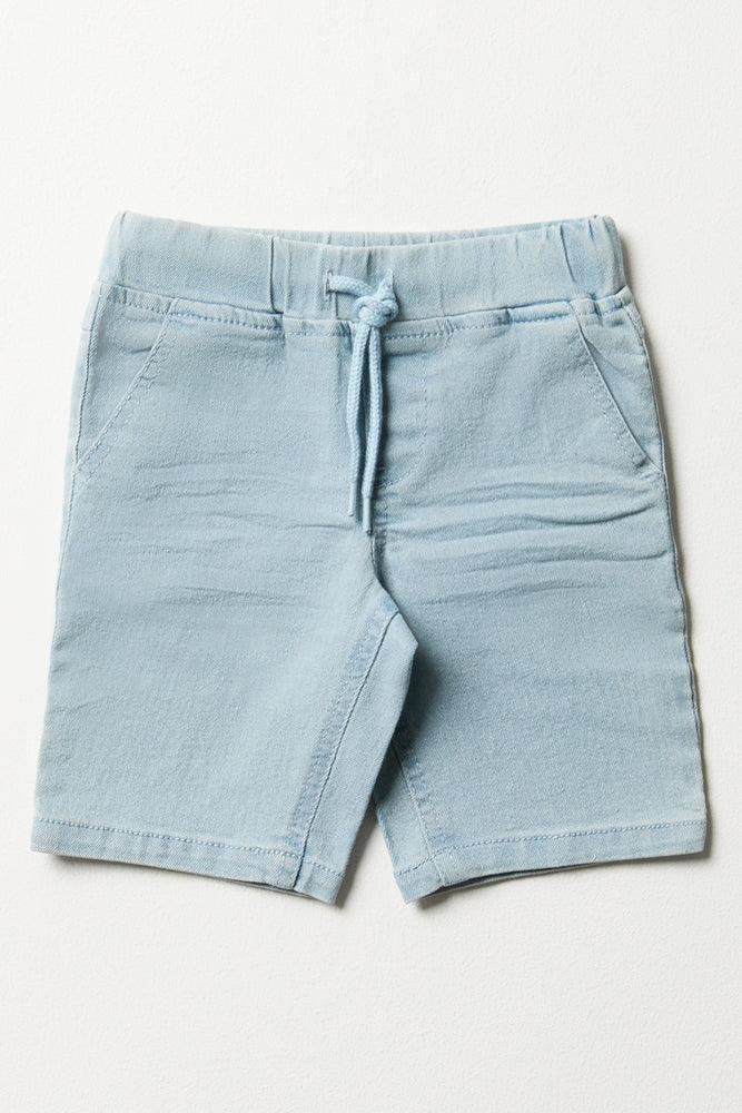 Pull On Denim Shorts Light Blue