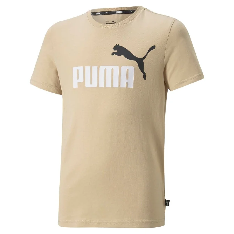 PUMA JUNIOR ESSENTIALS+ TWO-TONE LOGO BEIGE TEE