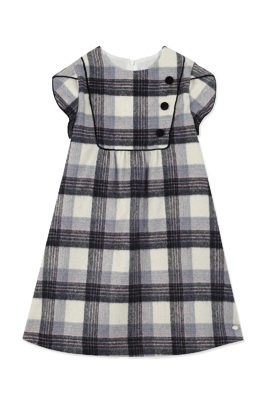 Ecole Buissoniere Plaid Dress - Blue