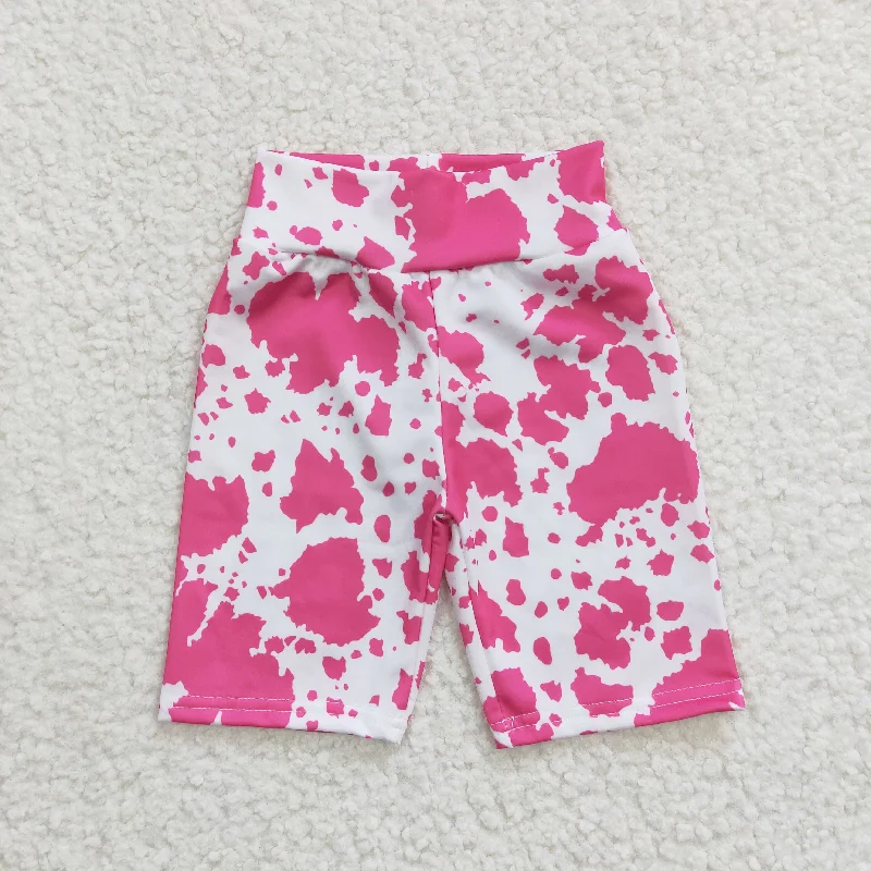 SS0029 Baby Girl Pink Cow Print Biking Summer Shorts