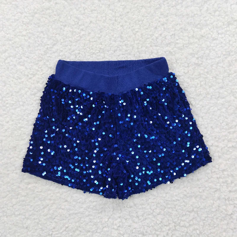 SS0038 Baby Girl Blue Glitter Sequins With Lining Shorts