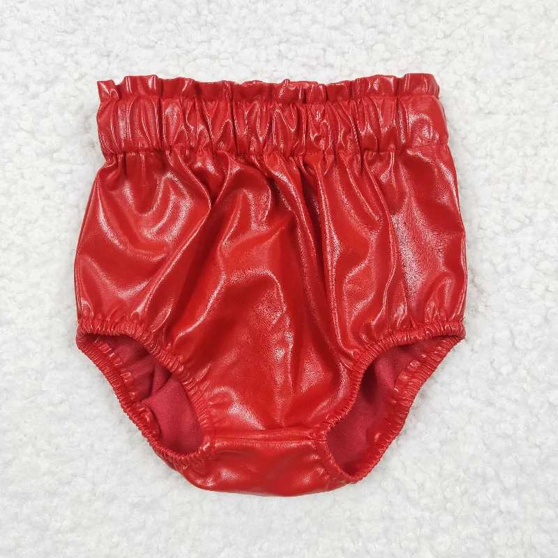 SS0051 Summer Baby Girl Red Leather Bummie Shorts