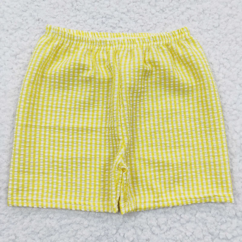 SS0077 Baby Boy Yellow Plaid Seersucker Shorts