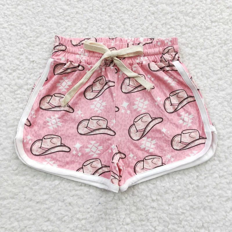 SS0086 Baby Girl Western Hats Floral Summer Running Shorts