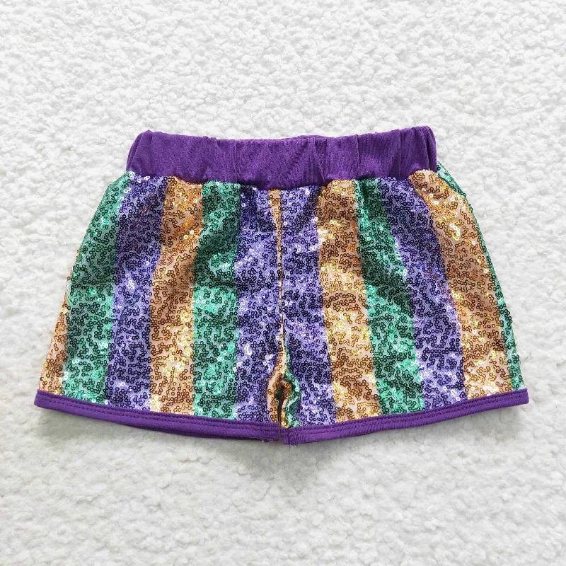 SS0116 Baby Girl Sequins Stripes Shorts