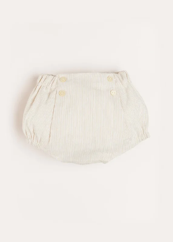 Striped Button Detail Bloomers in Beige (3mths-2yrs)