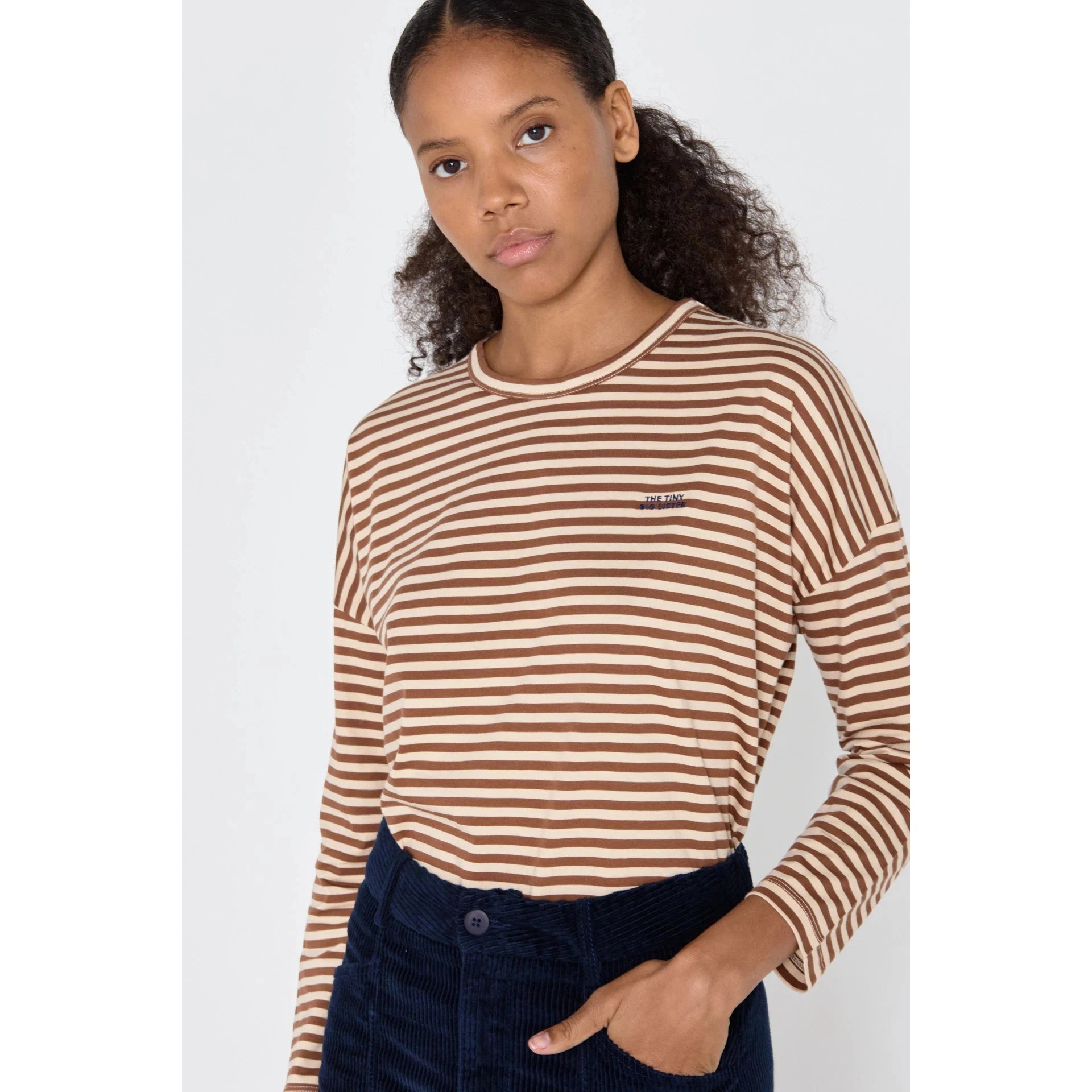 The Tiny Big Sister - Striped long-sleeved tee - chocolate & vanilla