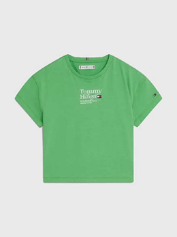 Tommy Hilfiger Girls Timeless Short Sleeve Tee, Spring Lime