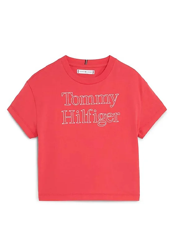 Tommy Hilfiger Girl Stitch Short Sleeve Tee, Laser Pink