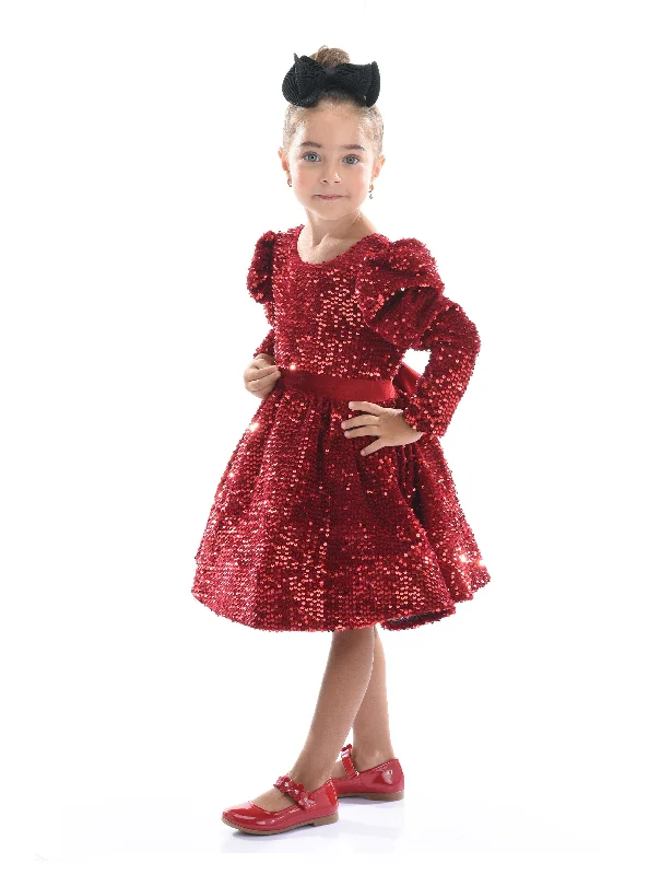 Red Merribrook Sequin Bow Dress