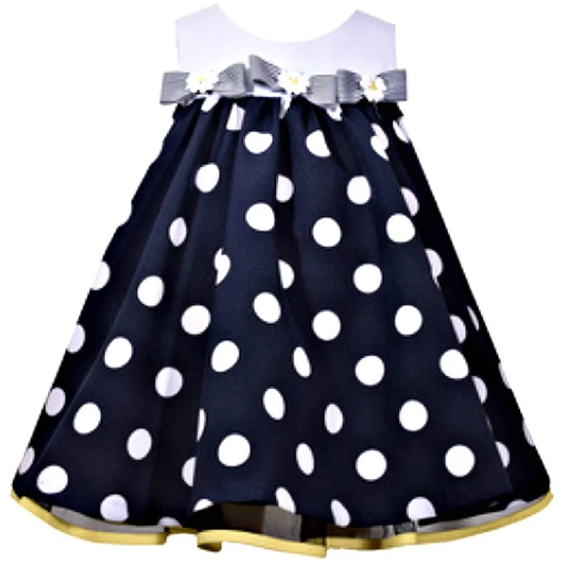 Infant Baby Girls Adorable Navy Dot Empire Nautical Dress