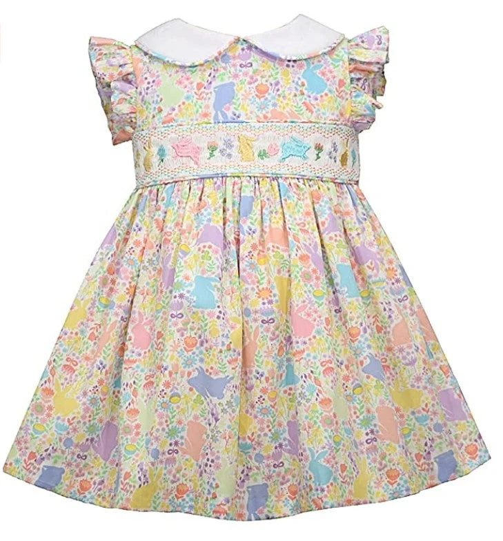 Baby Girls Bunny Smocked Easter Dress