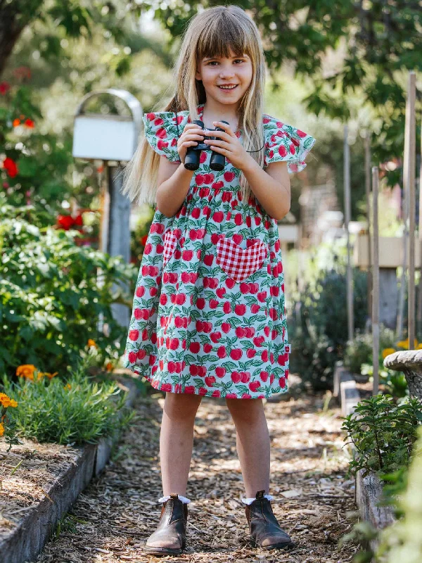 Blue Cherry Heart Pocket Dress