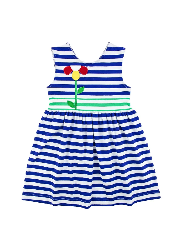 Stripe Knit Dress With Flower