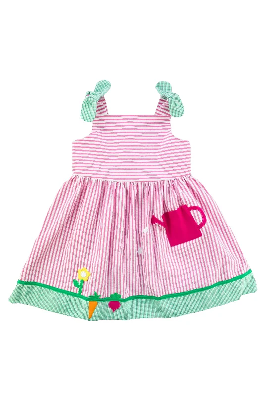 Seersucker Dress With Watering Can Pocket