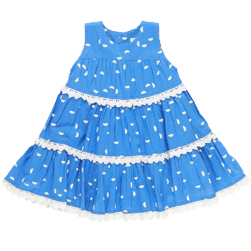 Girls Daphne Dress - Blue Half Moon