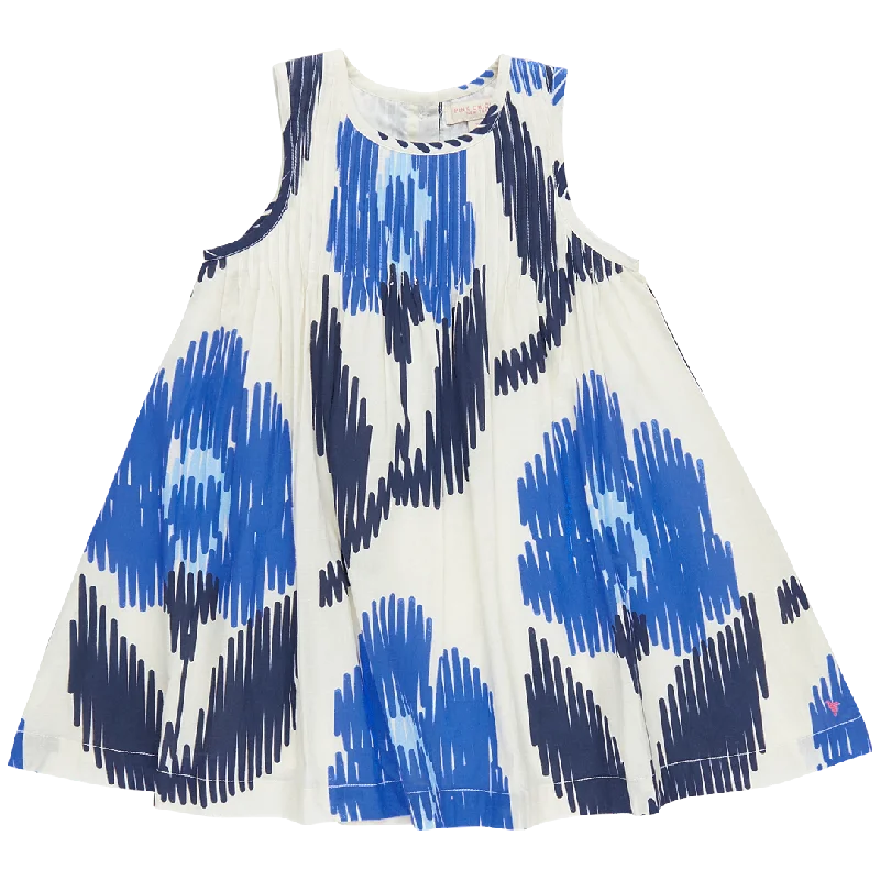 Girls Jaipur Dress - Blue Ikat