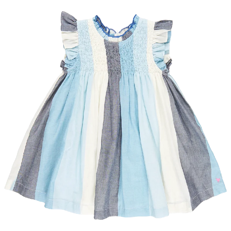 Girls Stevie Dress - Ocean Stripe