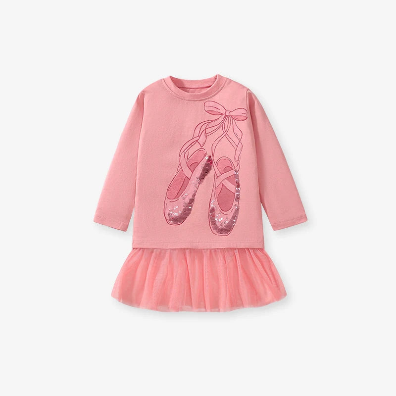 Girls Pink Ballerina Tulle Jumper Dress