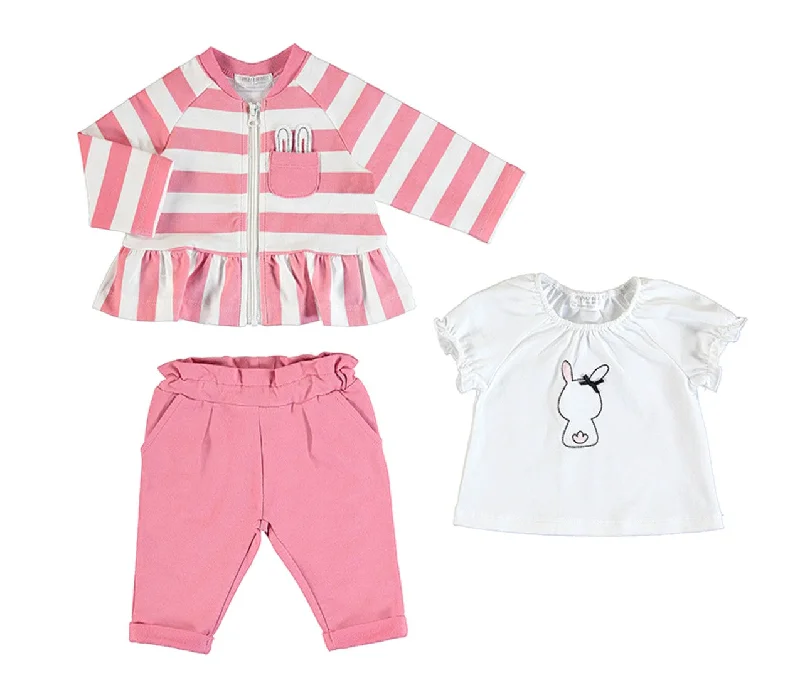 Mayoral Knit Bunny Jacket , Tee and Pants 3 Pc Bunny Gift Set