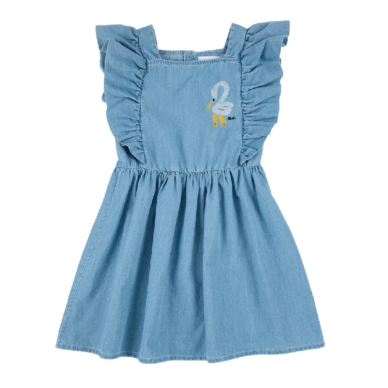 Pelican Denim Ruffle Dress