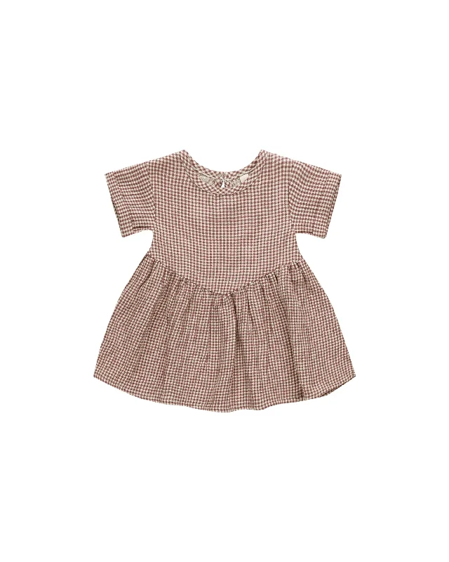 Quincy Mae Brielle Dress (Plum Gingham)