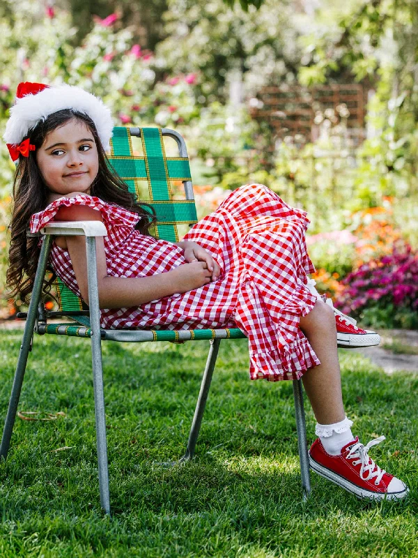 Red Gingham Garden Party Dress