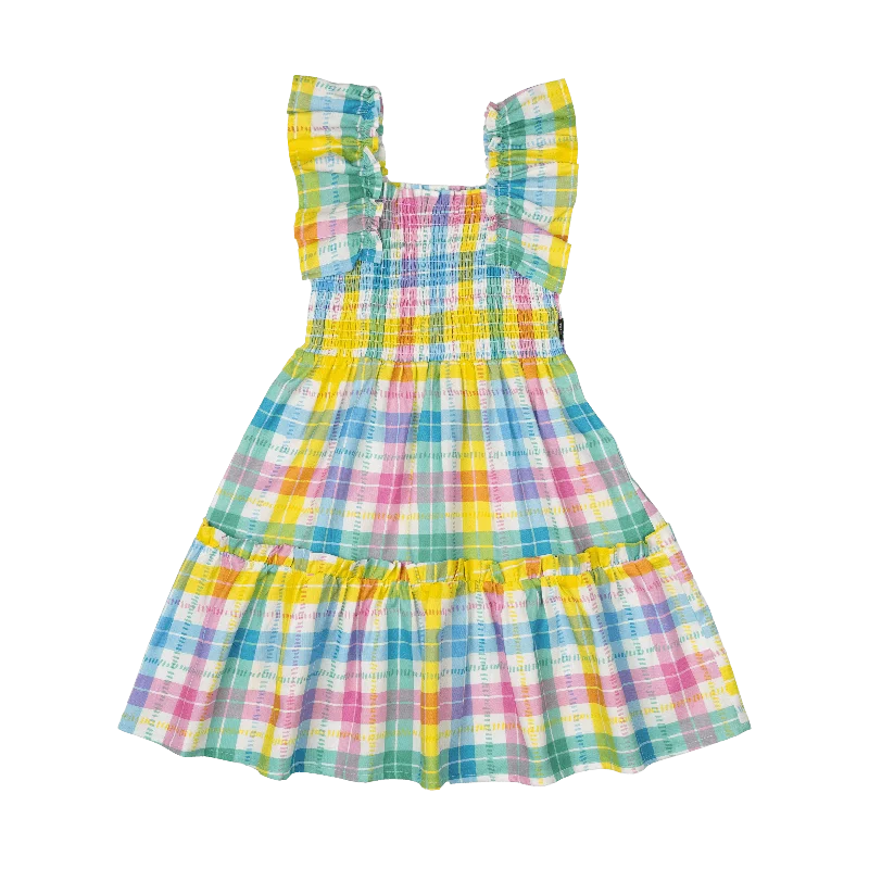 RYK Summer Time Plaid Shirred Dress